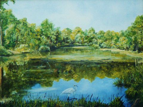 au bord du lac - Peinture - Jacques MONCHO
