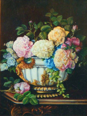Vase avec roses - Peinture - Jacques MONCHO