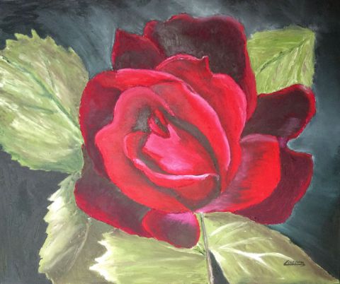 Rose rouge - Peinture - philippe lacam