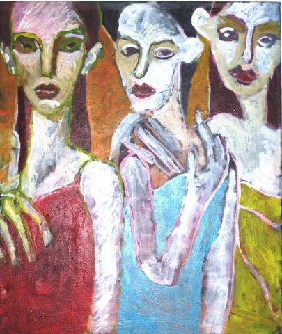 Trois amies - Peinture - Anna Demadre-Synoradzka