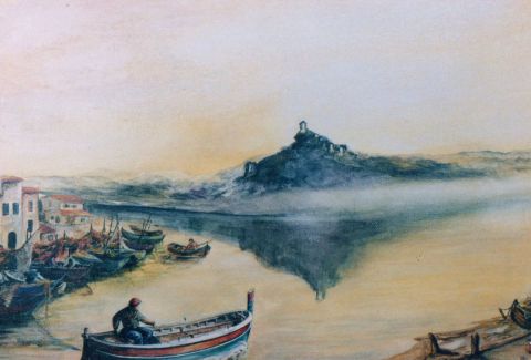 Pêcheur au petit matin - Peinture - Jacques MONCHO