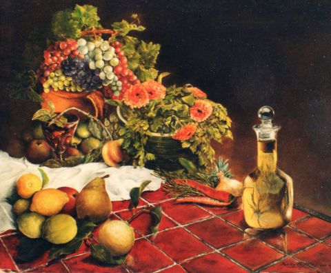 Des fruits , des fleurs - Peinture - Jacques MONCHO