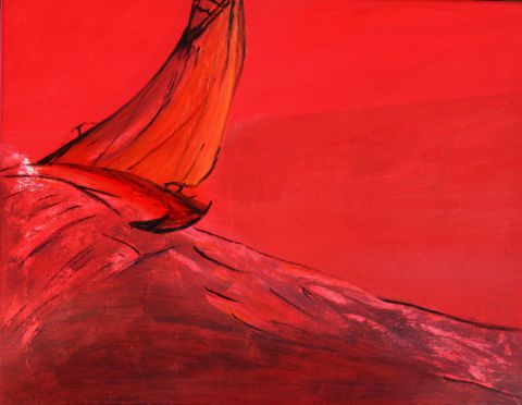 L'artiste louise bressange - Bateau ivre sur mer rouge de colère
