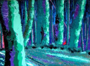 Peinture de attilioradice: Dans le bois la nuit