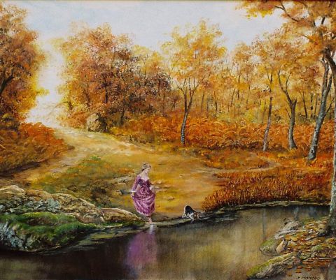 Promenade en automne - Peinture - Jacques MONCHO