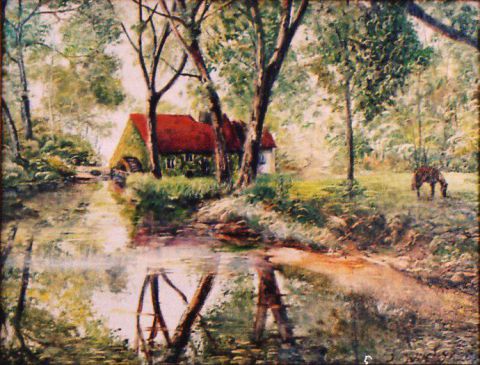 Le petit moulin à eau - Peinture - Jacques MONCHO