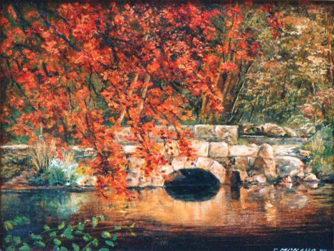 Le vieux pont - Peinture - Jacques MONCHO