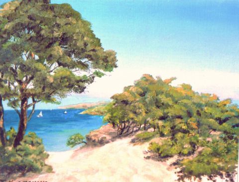 Chemin qui mène à la plage - Peinture - Jacques MONCHO