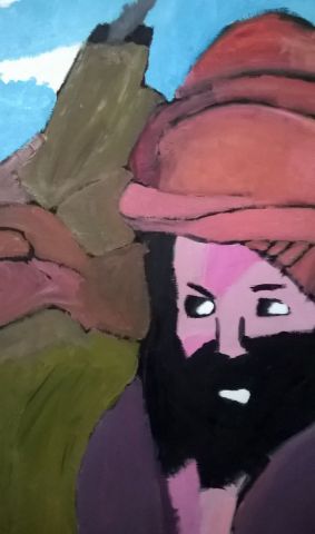 Un nomade devant un volcan  - Peinture - ulanio 