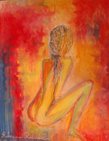 Femme nue accroupie - Peinture - Isabelle HAMON 