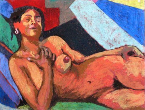 femme nue allongée - Peinture - Anna Demadre-Synoradzka