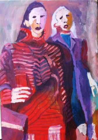 Deux femme en promenade  - Peinture - Anna Demadre-Synoradzka