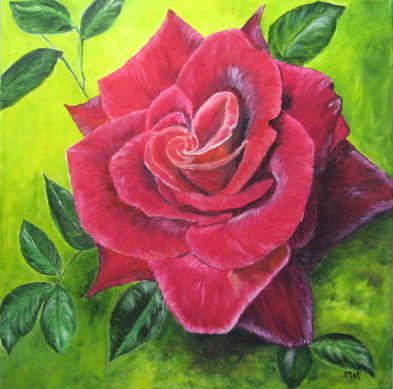 Rose rouge de mon jardin - Peinture - Mel