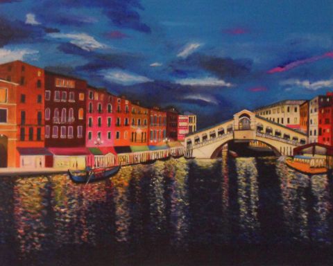 Venise  le pont du Rialto - Peinture - Paoli