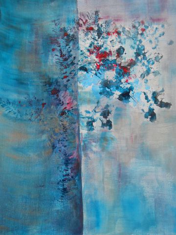 Paysage d'arbre bleu et feuillage - Peinture - Solizen