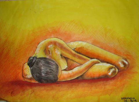 femme nu couche - Peinture - derkaoui