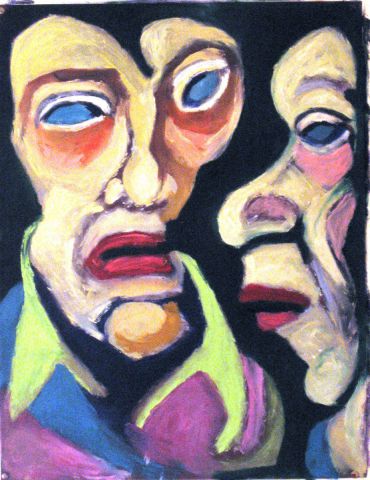 Deux visages - Peinture - Anna Demadre-Synoradzka