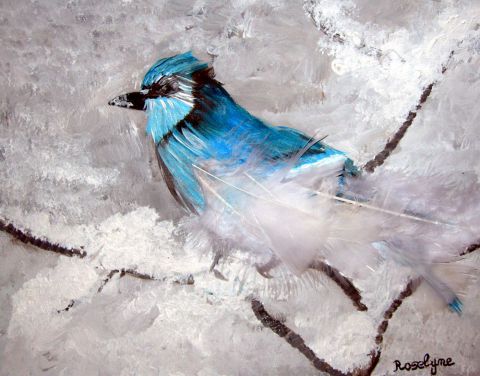 L'artiste roselyne halluin - L'oiseau en hiver