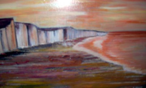 L'artiste roselyne halluin - Coucher de soleil sur les falaises