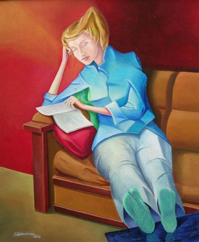 L'artiste simonian christian - Jeune femme lisant
