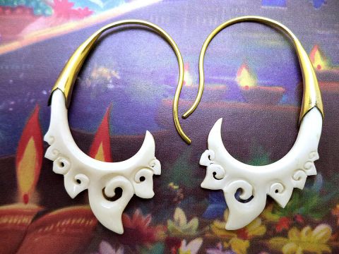 boucles d'oreille laiton et os - Bijoux - Bali-creation