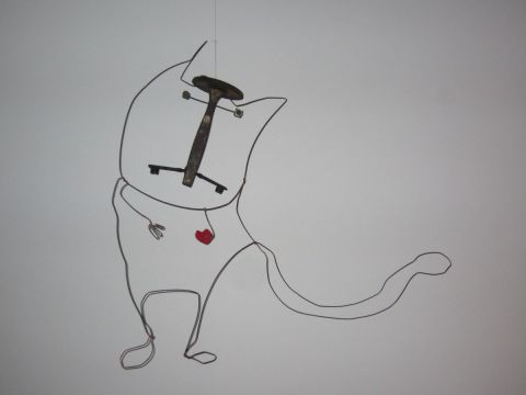le chat chapeauté - Sculpture - Coeur a vif