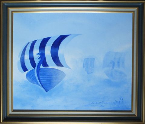Drakkar bleu - Peinture - Christian Ragaine