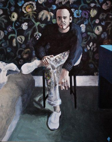 Autoportrait dans la chambre fleurie  - Peinture - camille colobert
