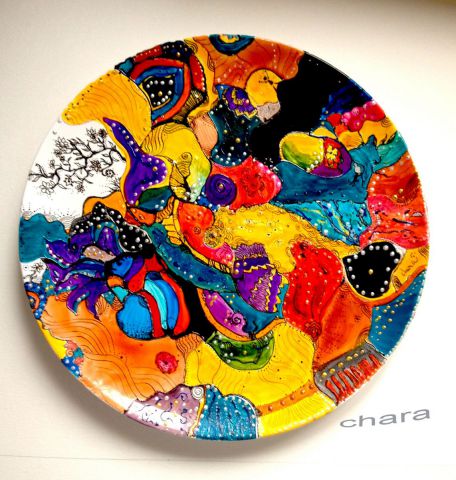L'artiste chara - Abstraction - Peinture sur porcelaine 