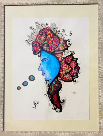 Méditante - Feutre et crayons aquarellables - Dessin - chara