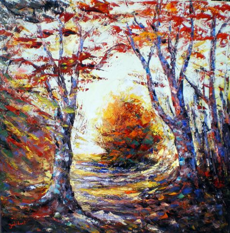 Sous bois en automne - Peinture - francis JALIBERT