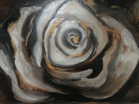 La rose blanche  - Peinture - AURORE FOLLAIN