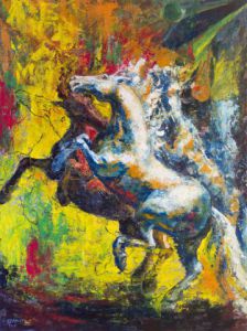 Voir cette oeuvre de PIERRE BRAULT: Séquence de chevaux batifolant parmi la couleur