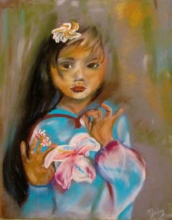 L'artiste MALOU - La fillette à l'orchidée