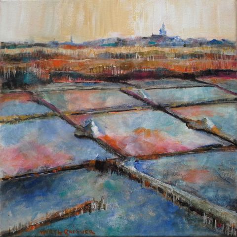 Marais salants- vue sur Batz - Peinture - Meryl QUIGUER