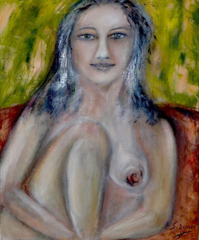 L'artiste Deguez - Portrait d'une jeune femme.
