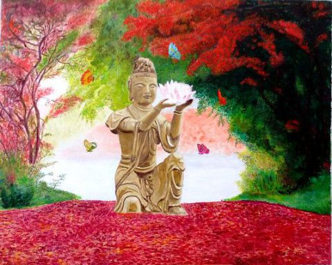 bouddha automne - Peinture - umarilys