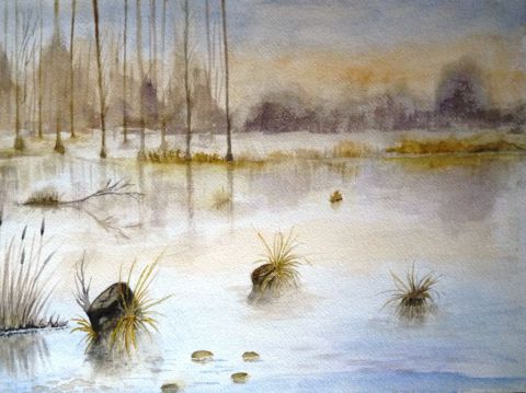 L'étang - Peinture - Fredlan
