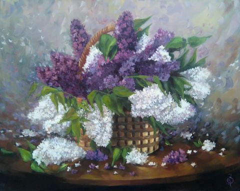 Bouquet de Lilas - Peinture - Kristina Guelazonia