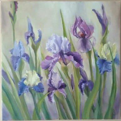 Les irises - Peinture - Kristina Guelazonia