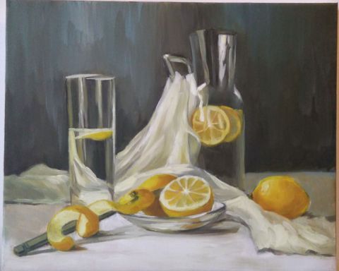 Nature-morte avec citron - Peinture - Kristina Guelazonia