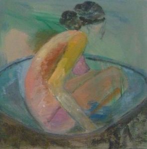 Peinture de soffya: Manon prend son bain