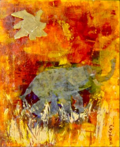 L'éléphant - Peinture - nelly cougard