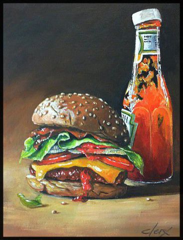 le burger - Peinture - Laurence Clerembaux