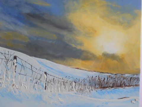 neige dans les champs au matin - Peinture - Viviana