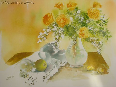 Roses citron - Peinture - Veronique LAVAL