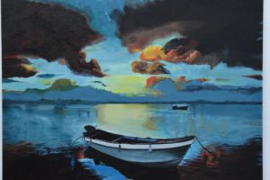Voir le détail de cette oeuvre: peinture paysage coucher de soleil