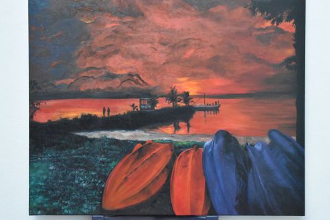 L'artiste joky kamo - peinture paysage coucher de soleil