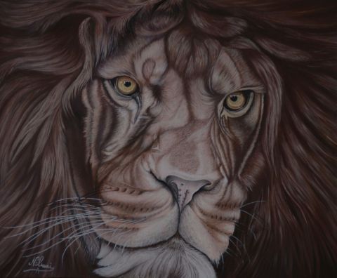 le lion  - Peinture - Nibani