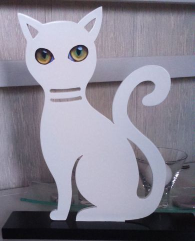 Chat blanc - Sculpture - Ddcrea